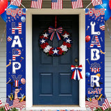 Happy Labor Day Patriotic Door Banner, American Flag Porch Sign