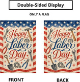 Happy Labor Day Garden Flag, Patriotic Tools USA Burlap Yard Sign