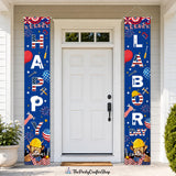Happy Labor Day Porch Banners, Red White Blue Patriotic Decor