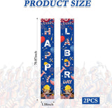 Happy Labor Day Porch Banners, Red White Blue Patriotic Decor