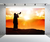 Rosh Hashanah Shofar Backdrop, Jewish New Year Photo Background, Religious Celebration Decor