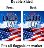 Happy Labor Day Garden Flag, Double Sided American Stars Stripes Yard Flag