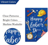 Happy Labor Day Garden Flag, Patriotic Tools, Double Sided Burlap Yard Decor