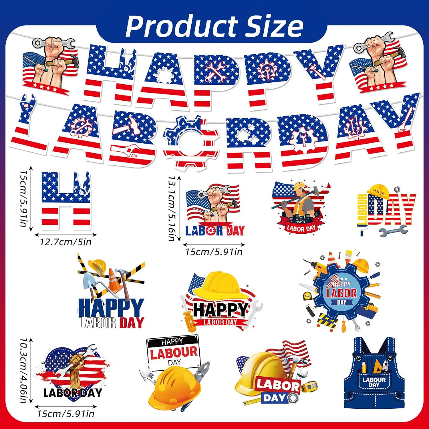 Patriotic Labor Day Decorations Set, Banner, Swirls, Honeycomb Centerpieces Party Decor