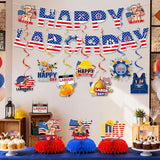 Patriotic Labor Day Decorations Set, Banner, Swirls, Honeycomb Centerpieces Party Decor