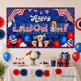 Happy Labor Day Patriotic Banner, 73x43 Inch Party Backdrop (Indoor Outdoor)