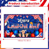 Happy Labor Day Patriotic Banner, 73x43 Inch Party Backdrop (Indoor Outdoor)