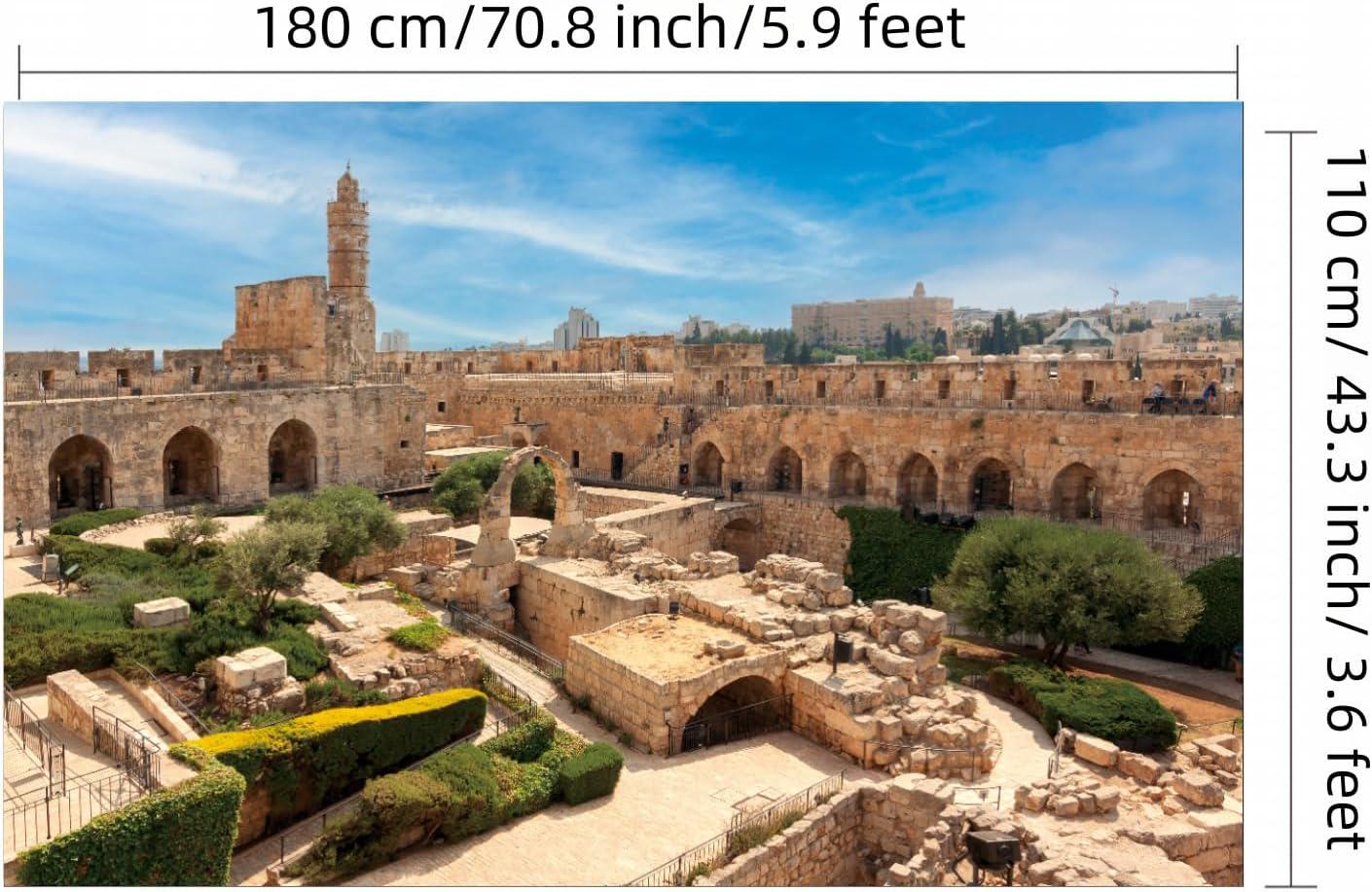 Jerusalem Cityscape Backdrop, Western Wall Jewish Party Decor (70.8 x 43.3 Inch)