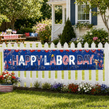 Happy Labor Day Banner, Patriotic American Flag Workers Theme Yard Sign