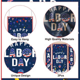 Happy Labor Day Patriotic Door Cover Banner, Porch Sign Decorations