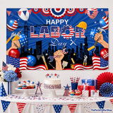 Happy Labor Day Backdrop Banner, Patriotic Party Decoration, Photo Booth Decor