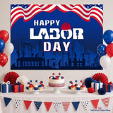 Happy Labor Day Backdrop, American Flag Construction Scene Photography Background