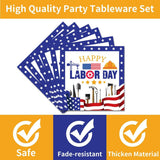 Labor Day Plates and Napkins Set, Patriotic Disposable Tableware for 24 Guests