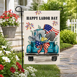Happy Labor Day Garden Flag, Double Sided Burlap Truck Tools Yard Banner