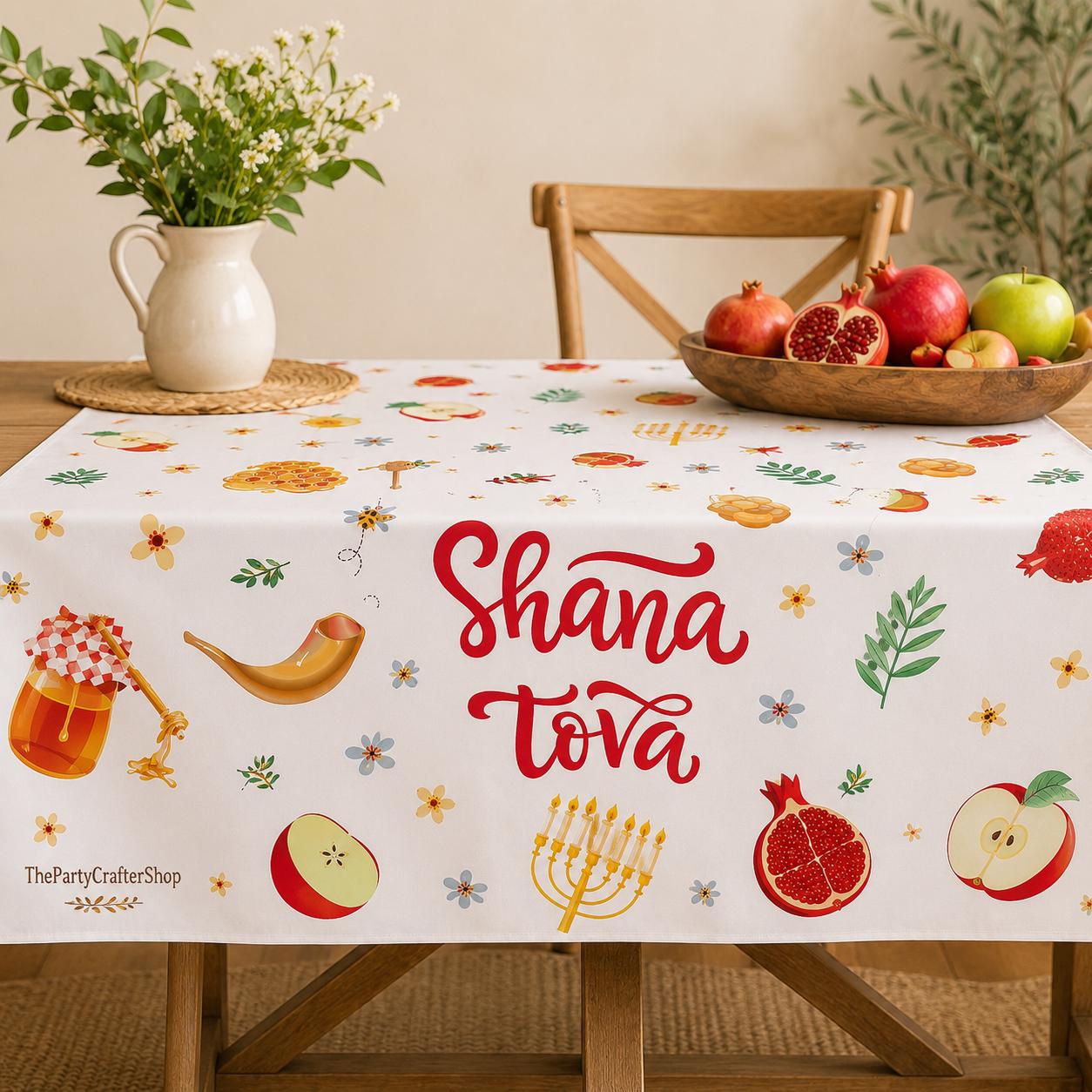 Rosh Hashanah Shana Tova Tablecloth, Jewish New Year Plastic Party Decor (3 Pack)