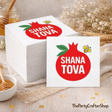 Shana Tova Pomegranate Cocktail Napkins, Rosh Hashanah Jewish New Year Table Decor