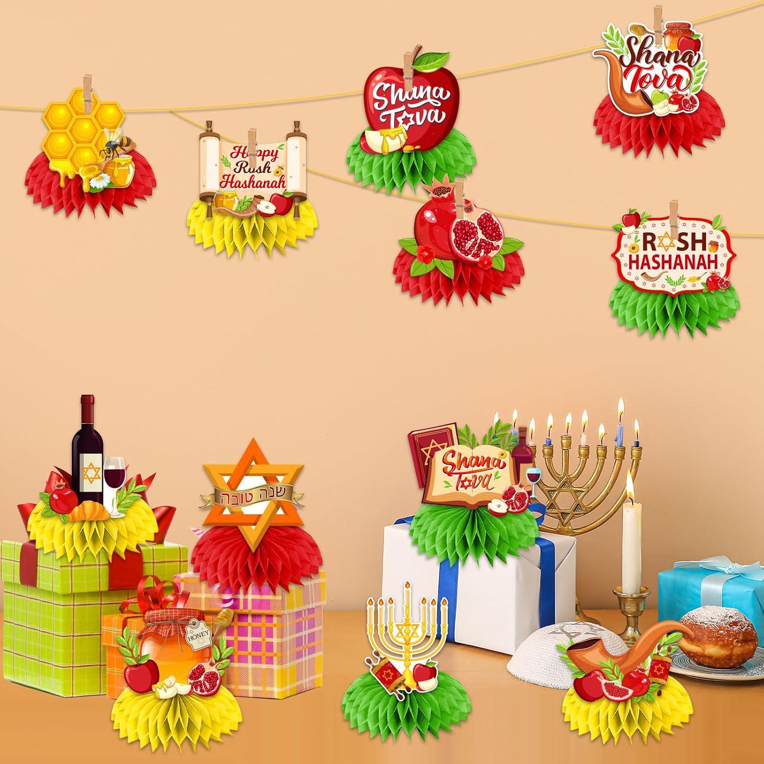 Rosh Hashanah Honeycomb Centerpieces, Jewish New Year Table Decorations, Shana Tova Party Supplies