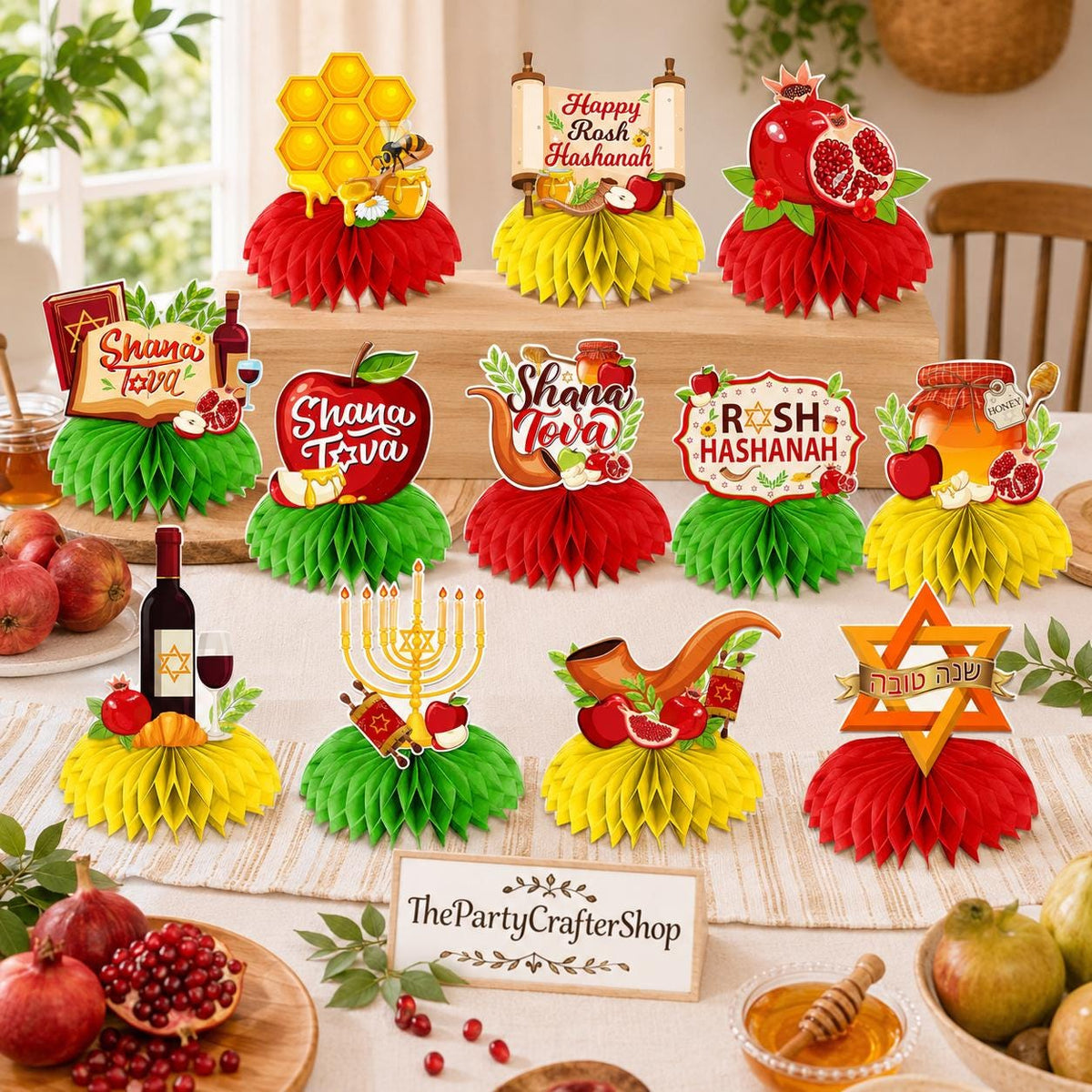 Rosh Hashanah Honeycomb Centerpieces, Jewish New Year Table Decorations, Shana Tova Party Supplies
