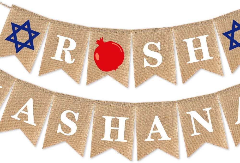 Burlap Rosh Hashanah Banner, Jewish New Year Garland, Shana Tova Party Decor