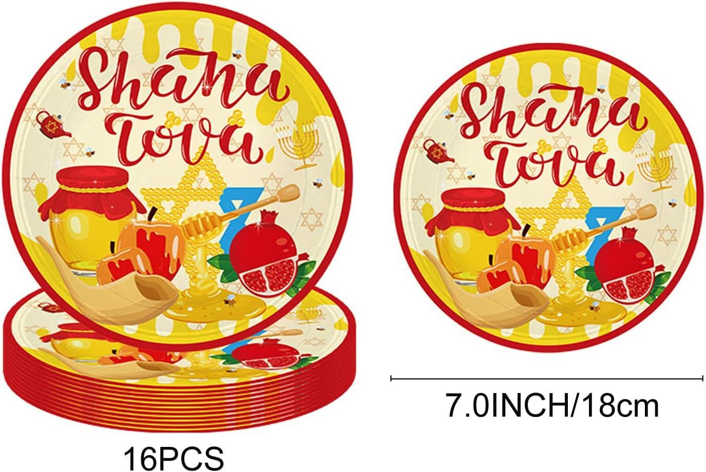 Rosh Hashanah Paper Tableware Set, 64-Piece Jewish New Year Party Decor