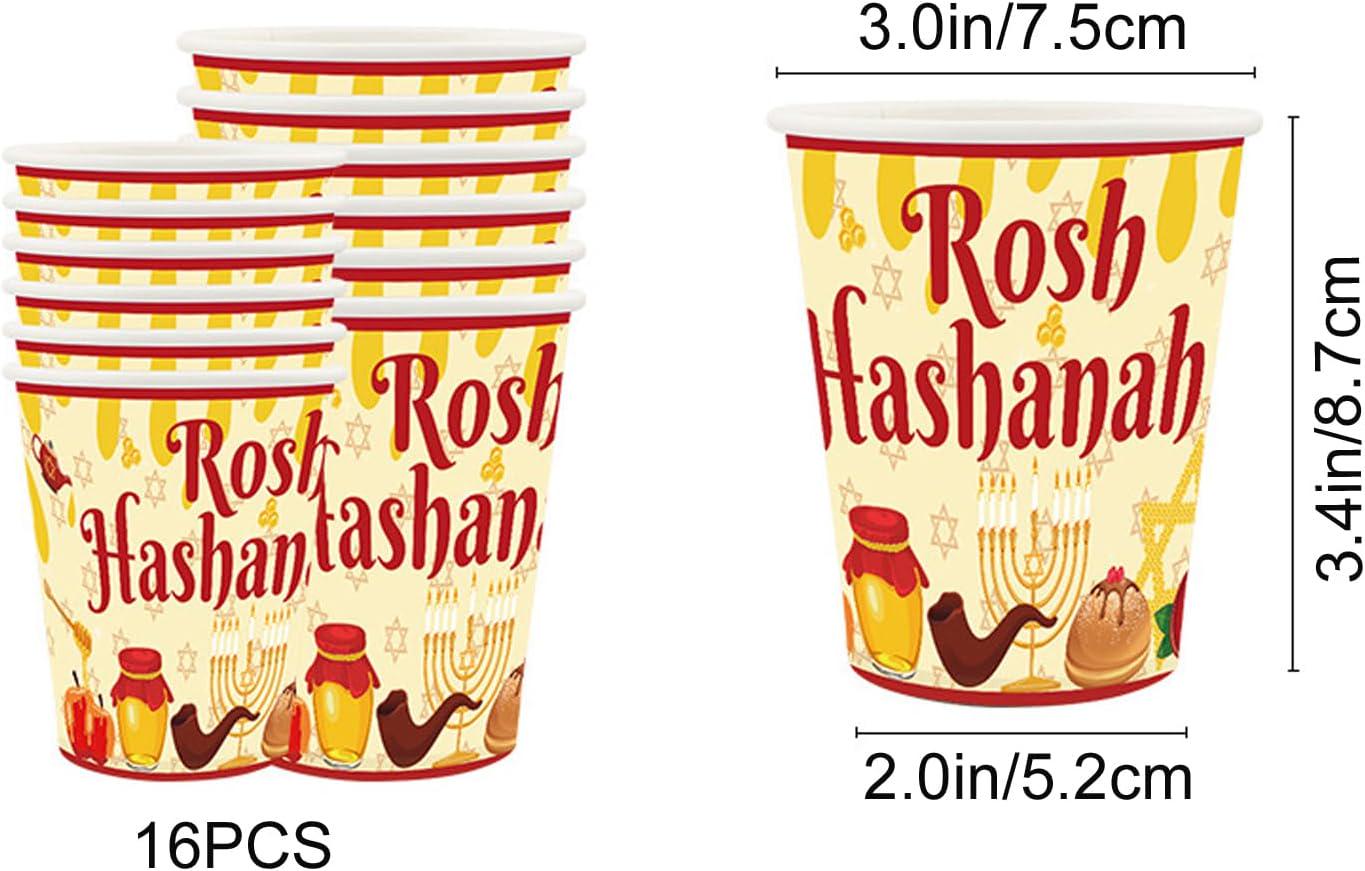 Rosh Hashanah Paper Tableware Set, 64-Piece Jewish New Year Party Decor