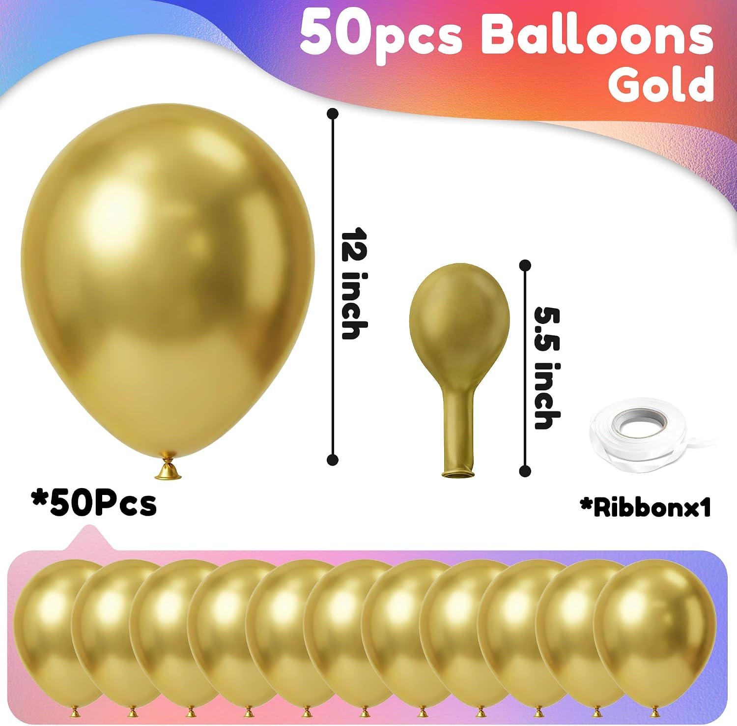Matte Gold Latex Balloons, 12 Inch Party Decor (50 Count)