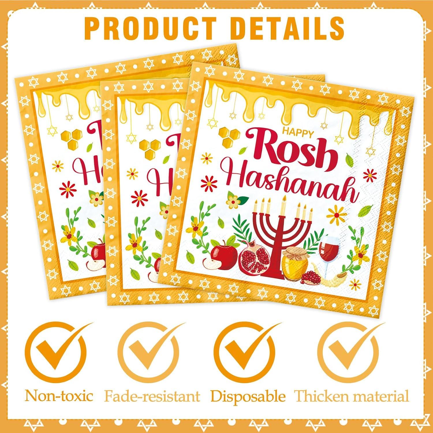 Rosh Hashanah Honey Paper Napkins, Shana Tova Jewish New Year Table Decor