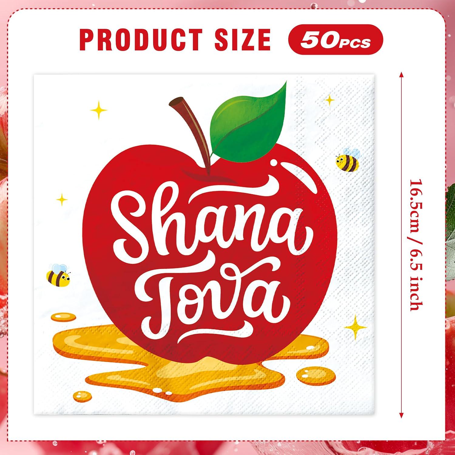 Rosh Hashanah Napkins, Shana Tova Apple Honey Paper Party Tableware (100PCS)
