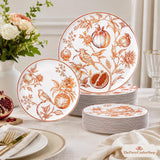 Vintage Disposable Plastic Plates 50PCS, Embossed Pomegranate Dessert Plates, Elegant Wedding Party Tableware Supplies