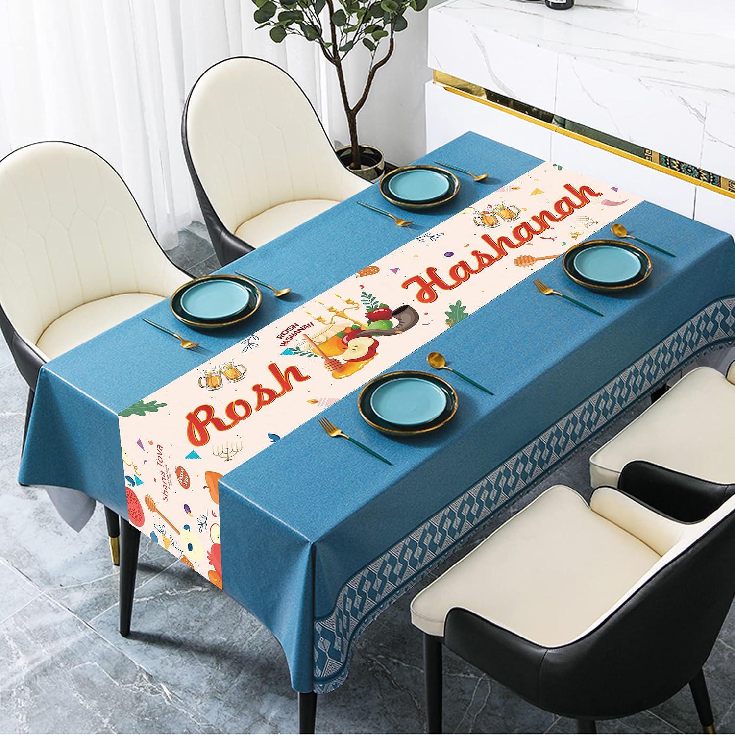 Rosh Hashanah Table Runner, Shana Tova Jewish New Year Decor (13x71 Inch)