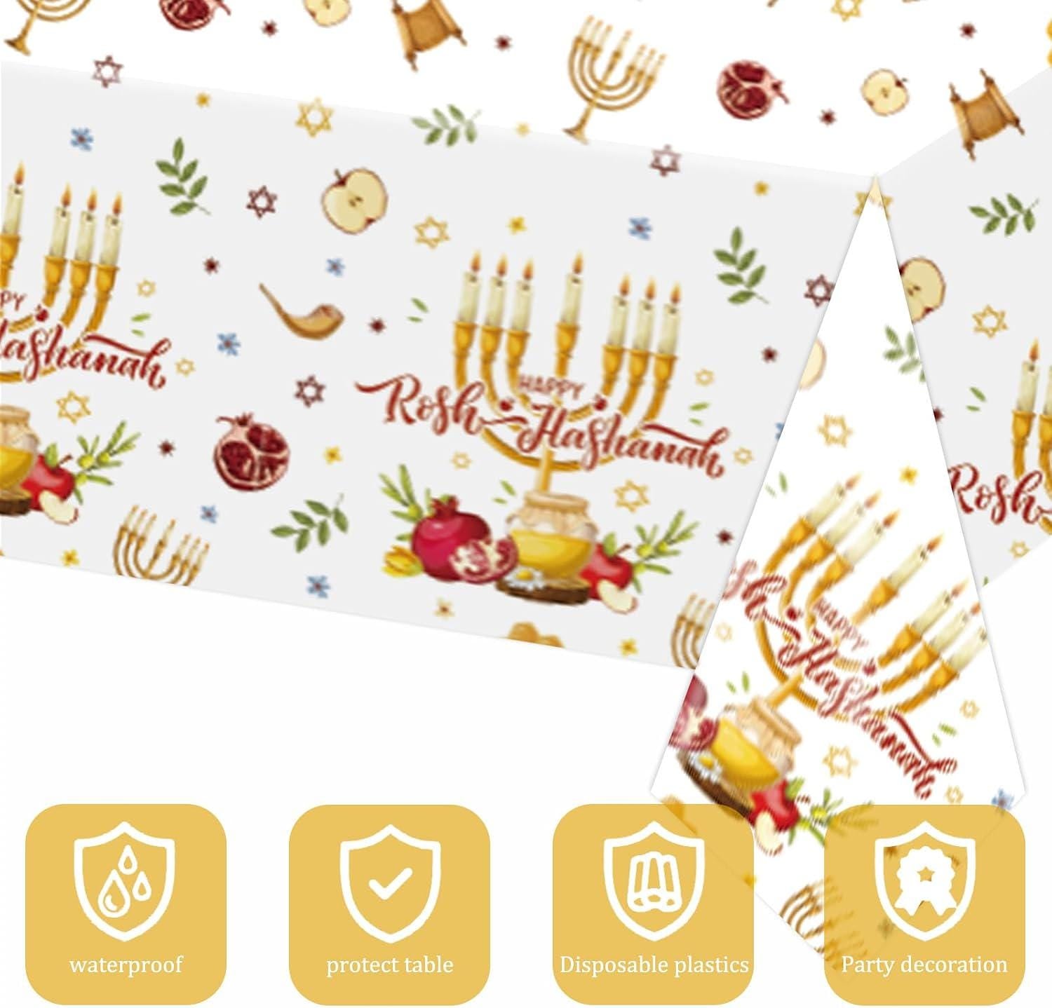 Rosh Hashanah Tablecloth Set, Shana Tova Jewish New Year Party Decor