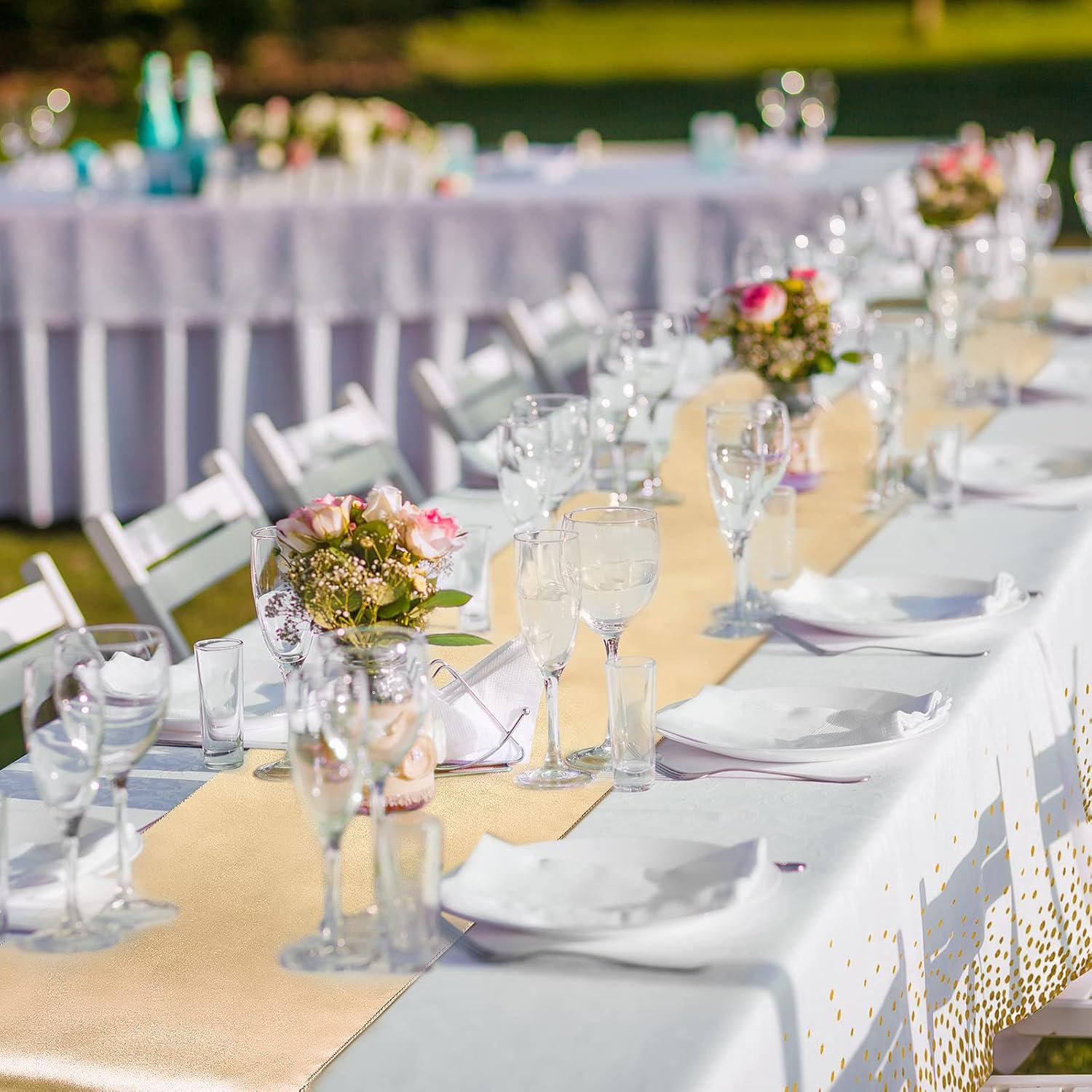 Gold Polka Dot Tablecloths and Runners Set, 8 Pack Party Decor