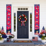 Patriotic Labor Day Door Banner Set, Stars Stripes City Silhouette Decor