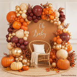 Burgundy Fall Balloon Arch Kit, 124pc Burnt Orange Gold Nude Balloon Garland for Thanksgiving Harvest Baby Shower Wedding Decor
