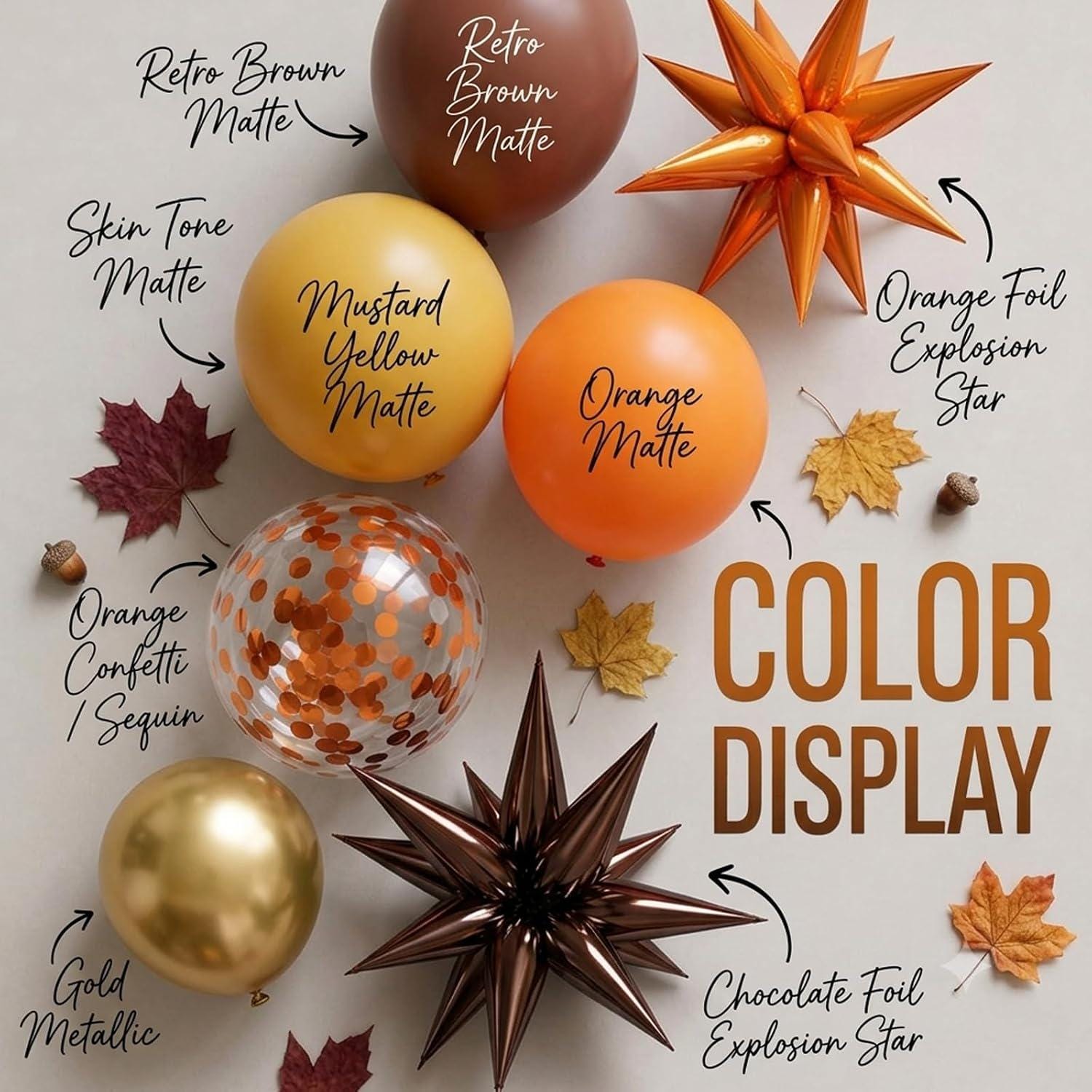 Fall Balloon Arch Kit, Orange Brown Gold Garland, Star Balloons, Harvest Party Decor