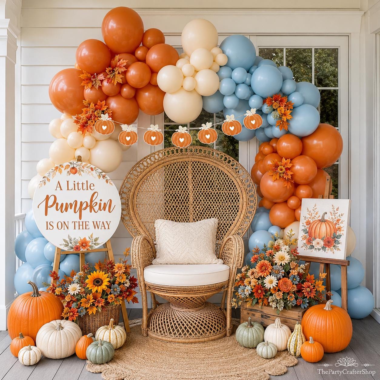 Little Pumpkin Baby Shower Balloon Arch Kit, Boho Fall Decor