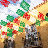 Papel Picado Banner, Mexican Independence Day Fiesta Decor, Red Green White Bunting