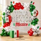 Viva Mexico Balloon Garland Kit, Red Green White Silver, Fiesta Party Decor