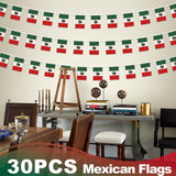 Mexican Flag Banner, 33ft, 30 Polyester Flags, Fiesta Party Decor