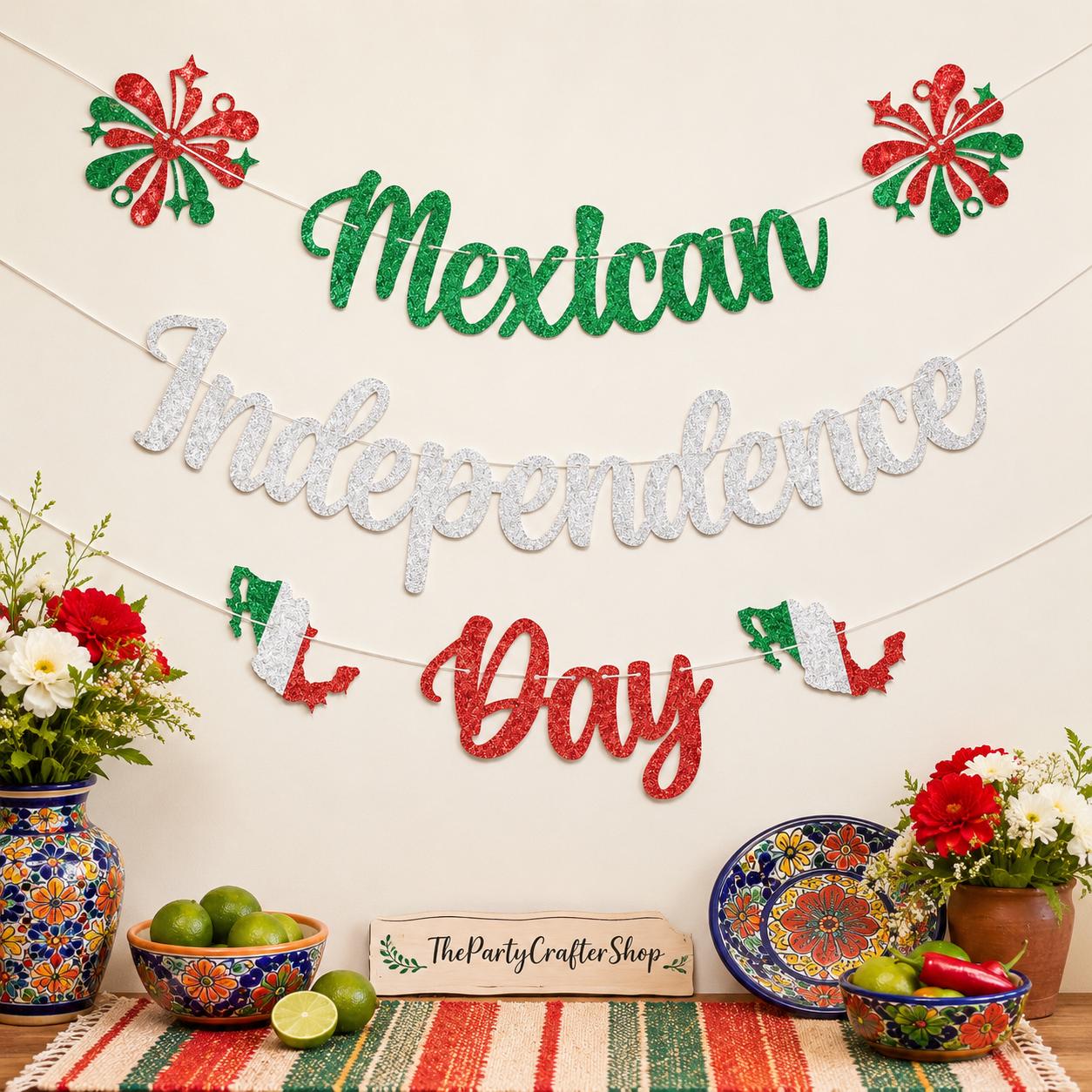 Mexican Independence Day Banner, Mexico Flag Party Decorations, Mexican Themed Fiesta Celebration Decor