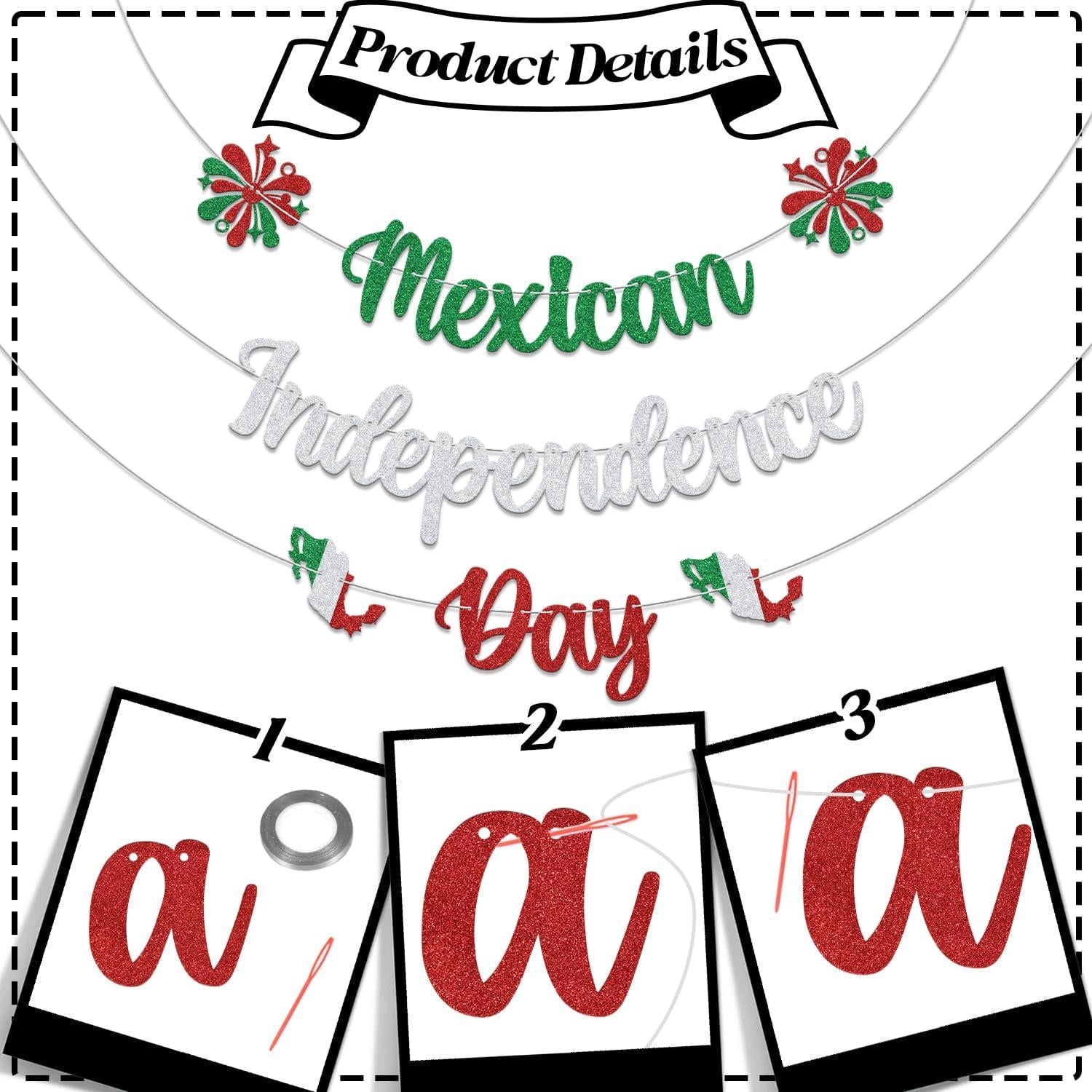 Mexican Independence Day Banner, Mexico Flag Party Decorations, Mexican Themed Fiesta Celebration Decor