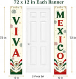 Viva Mexico Vertical Banners, Patriotic Fiesta Party Decor, 72x12 Inch