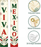 Viva Mexico Vertical Banners, Patriotic Fiesta Party Decor, 72x12 Inch