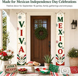 Viva Mexico Vertical Banners, Patriotic Fiesta Party Decor, 72x12 Inch