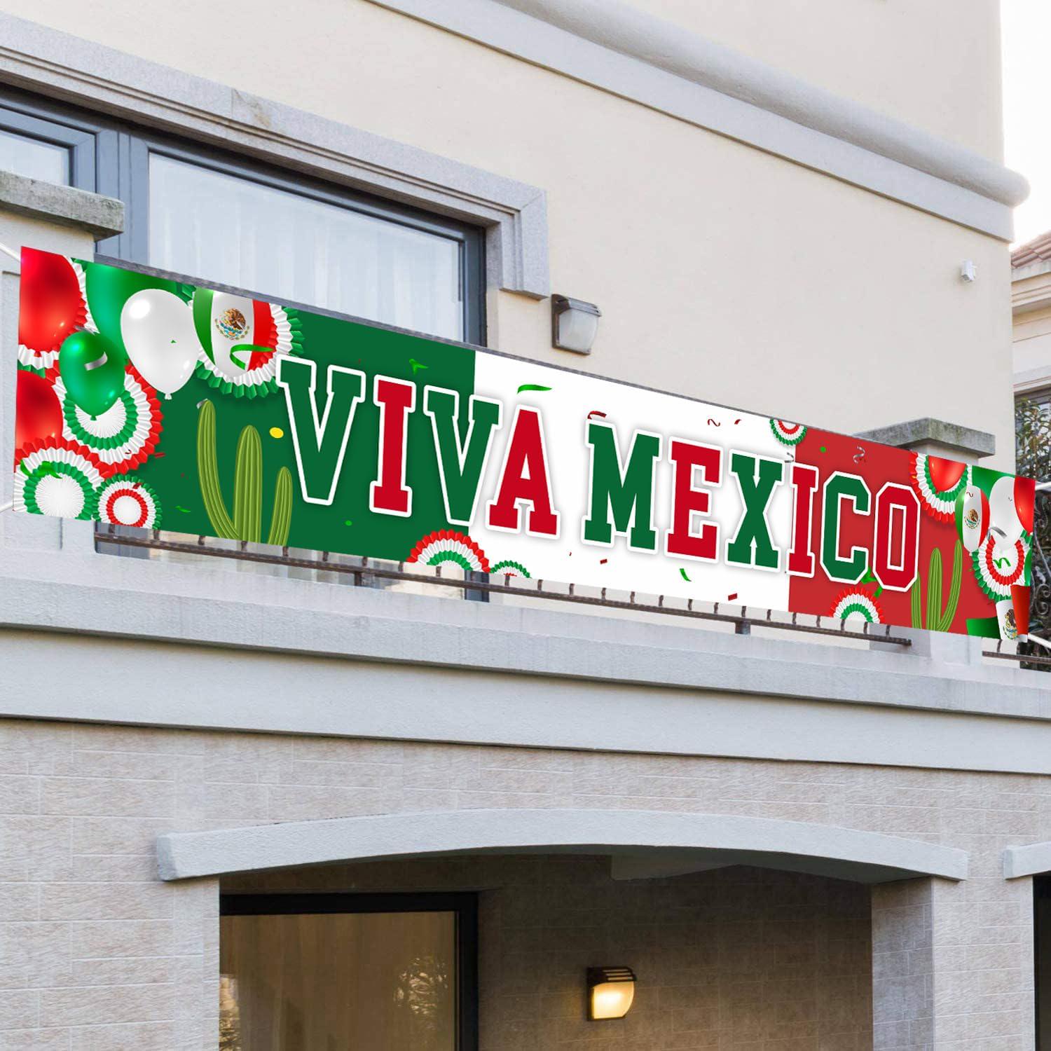 Viva Mexico Banner, Mexican Independence Day Party Decoration, Polyester Sign