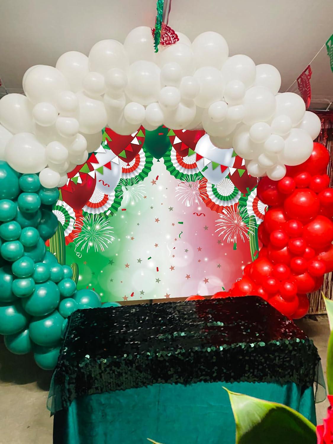 Mexican Independence Day Backdrop 7x5FT, Mexico Flag Fiesta Photo Background, Patriotic Party Decorations