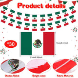 Mexico Flag Decoration Set, Banner, Handheld Flags, Polyester Fabric, Cultural Display