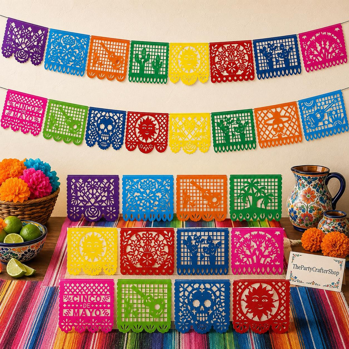 Papel Picado Banner, Fiesta Garland, Mexican Independence Day Decorations