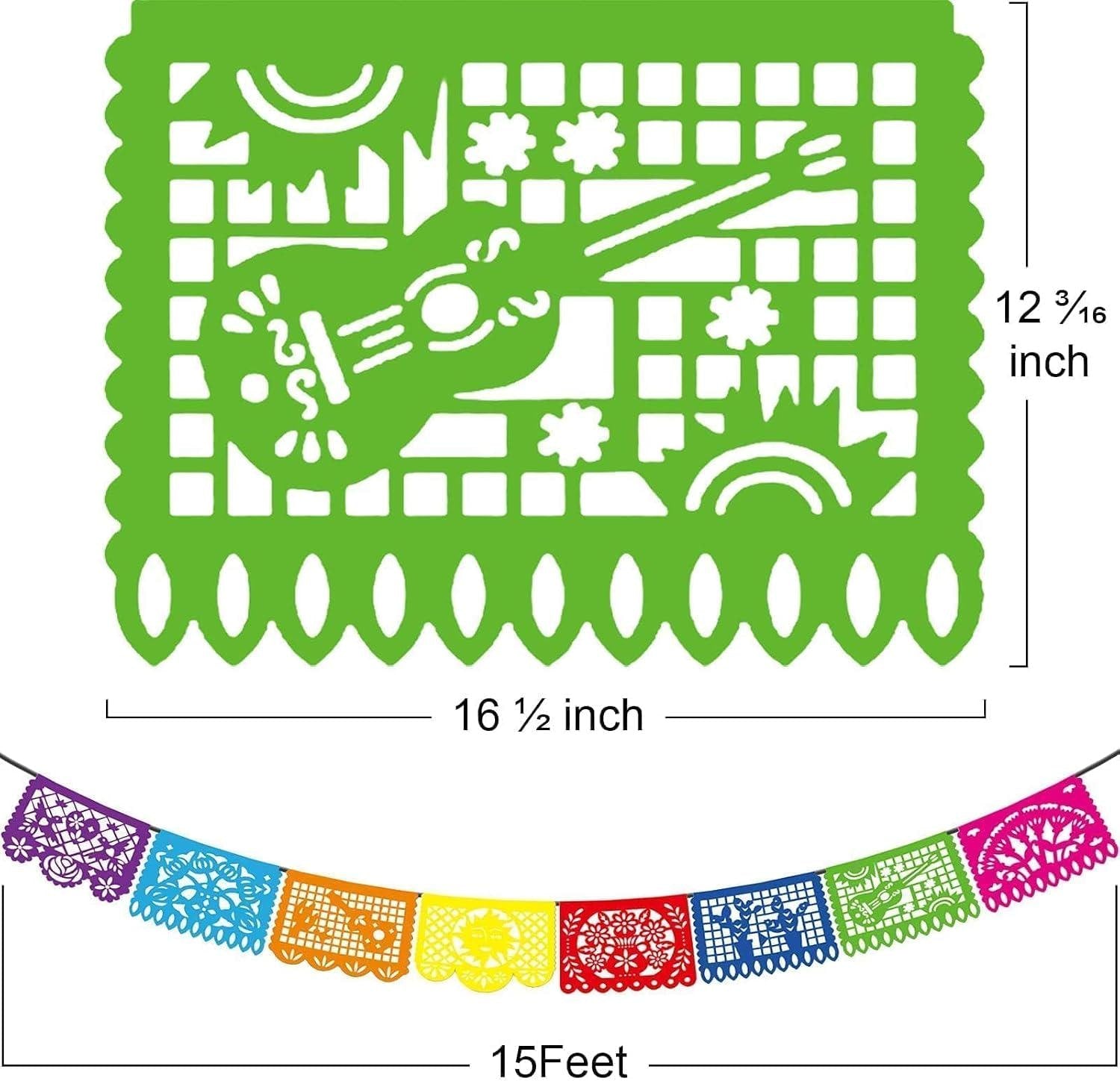 Papel Picado Banners, Mexican Fiesta Decorations, Colorful Plastic Party Banners