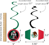 Viva Mexico Hanging Decor 40PCS, Mexican Independence Day Party Swirls, Fiesta Celebration Decorations